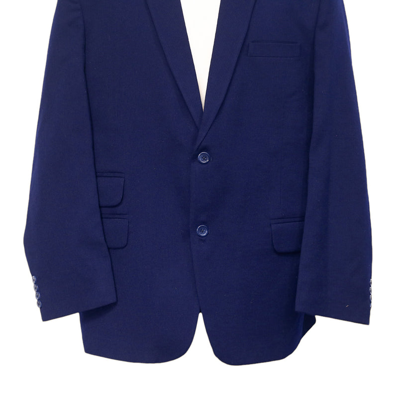 Mens Blazer Navy Blue Textured Cotton Dress Formal Jacket Wedding Sport Coat 48R