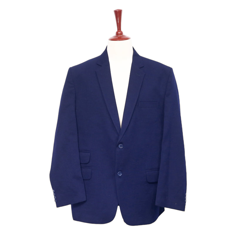 Mens Blazer Navy Blue Textured Cotton Dress Formal Jacket Wedding Sport Coat 48R