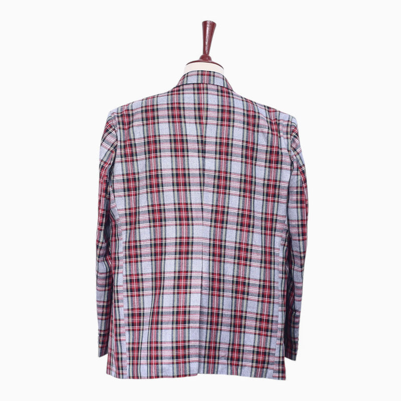 Mens Blazer Tartan Plaid Gray Red Dress Formal Jacket Wedding Sport Coat 48R