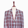 Mens Blazer Tartan Plaid Gray Red Dress Formal Jacket Wedding Sport Coat 48R