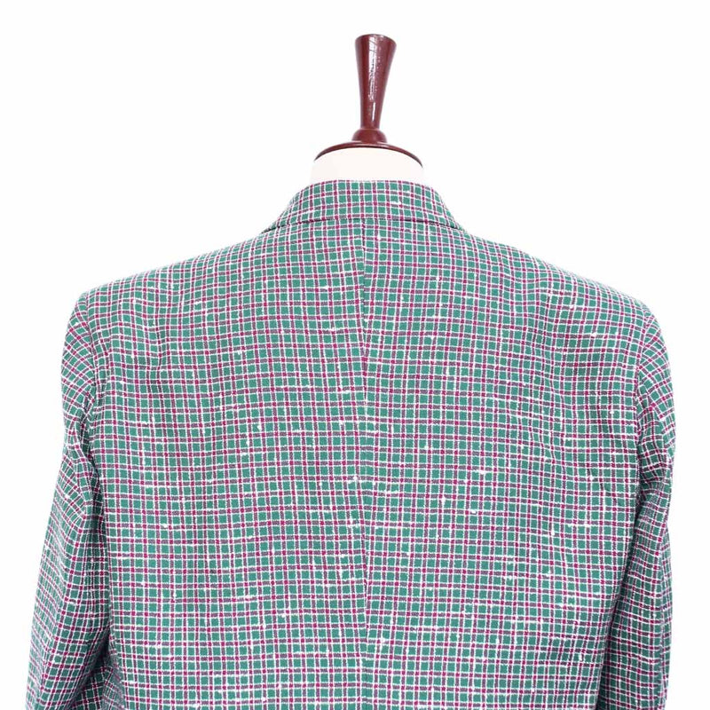 Mens Blazer Plaid Check Green Pink Cotton Formal Jacket Wedding Sport Coat 48R