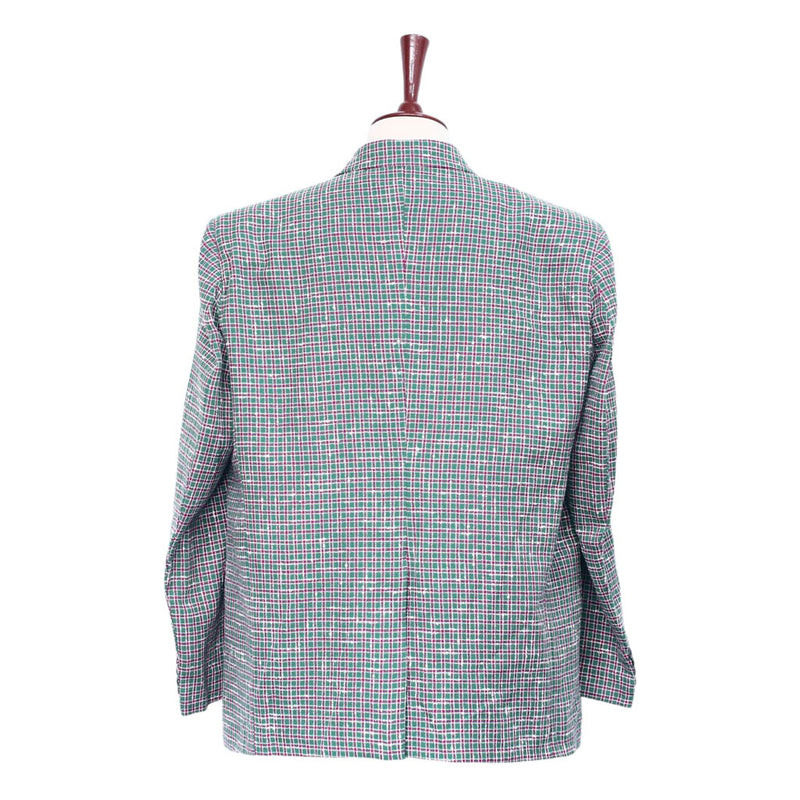 Mens Blazer Plaid Check Green Pink Cotton Formal Jacket Wedding Sport Coat 48R