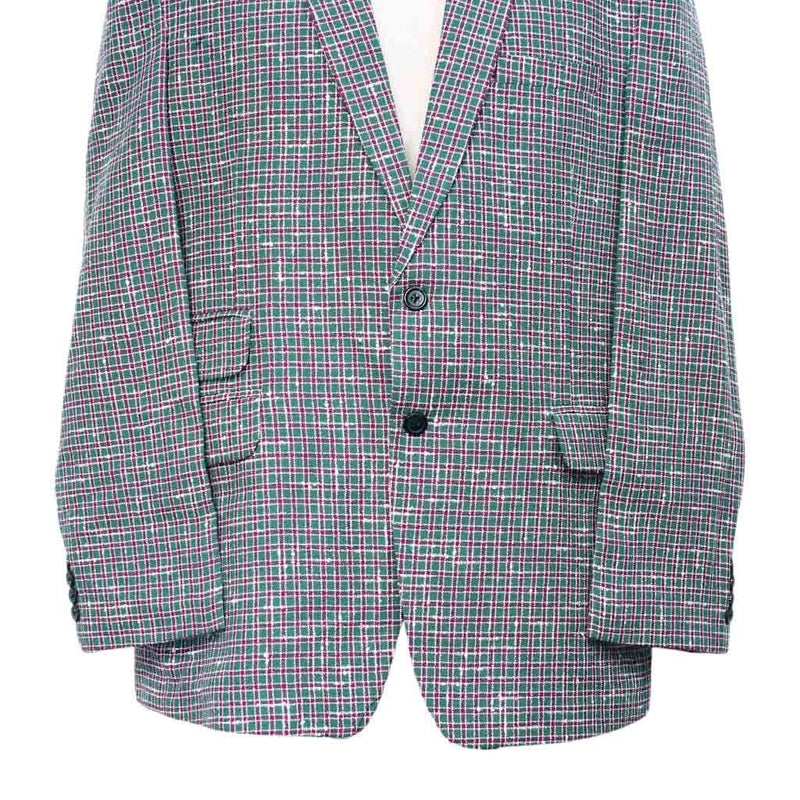 Mens Blazer Plaid Check Green Pink Cotton Formal Jacket Wedding Sport Coat 48R