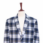 Mens Blazer Tartan Plaid 100% Wool Blue Green Ivory Formal Jacket Sport Coat 48R