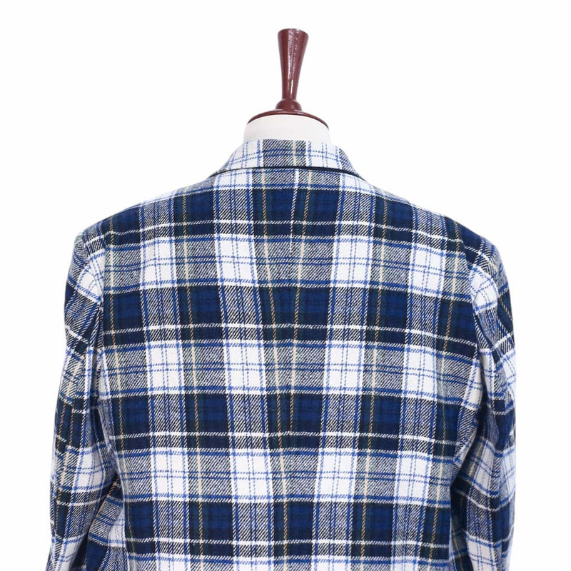 Mens Blazer Tartan Plaid 100% Wool Blue Green Ivory Formal Jacket Sport Coat 48R
