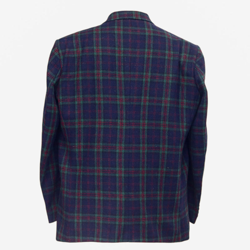 Mens Blazer Plaid 100% Wool Blue Green Red Dress Formal Jacket Sport Coat 48R