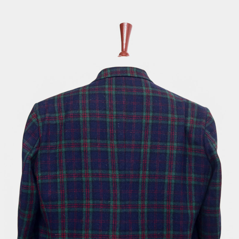 Mens Blazer Plaid 100% Wool Blue Green Red Dress Formal Jacket Sport Coat 48R