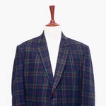 Mens Blazer Plaid 100% Wool Blue Green Red Dress Formal Jacket Sport Coat 48R
