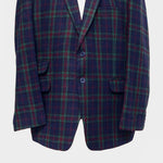 Mens Blazer Plaid 100% Wool Blue Green Red Dress Formal Jacket Sport Coat 48R