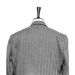 Mens Blazer Gray Herringbone 100% Wool Dress Formal Suit Jacket Sport Coat 48R