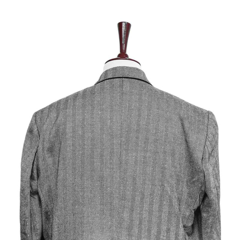Mens Blazer Gray Herringbone 100% Wool Dress Formal Suit Jacket Sport Coat 48R
