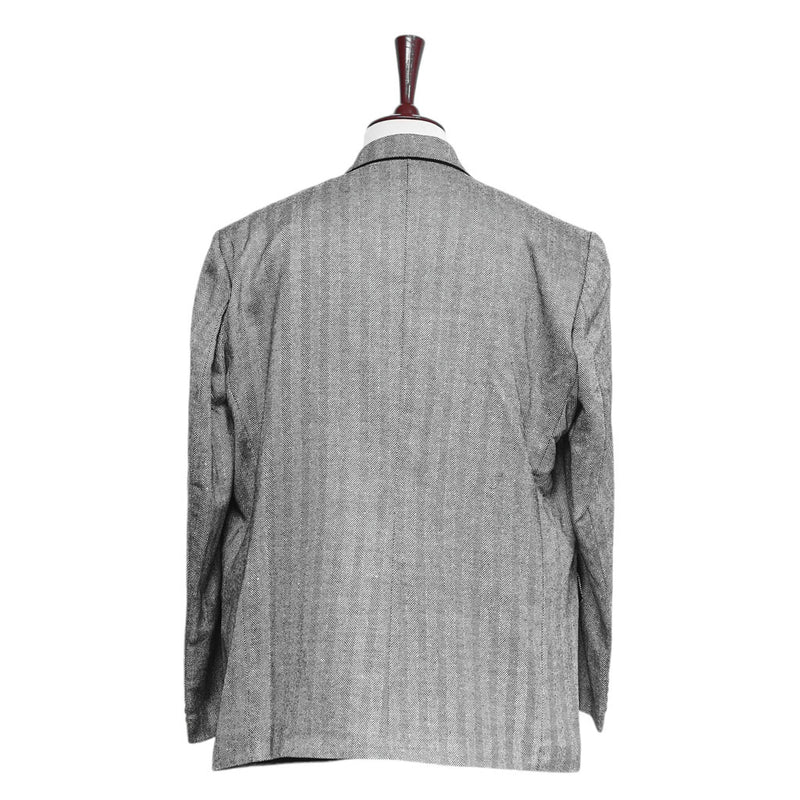 Mens Blazer Gray Herringbone 100% Wool Dress Formal Suit Jacket Sport Coat 48R