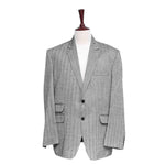 Mens Blazer Gray Herringbone 100% Wool Dress Formal Suit Jacket Sport Coat 48R
