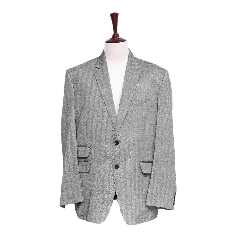 Mens Blazer Gray Herringbone 100% Wool Dress Formal Suit Jacket Sport Coat 48R