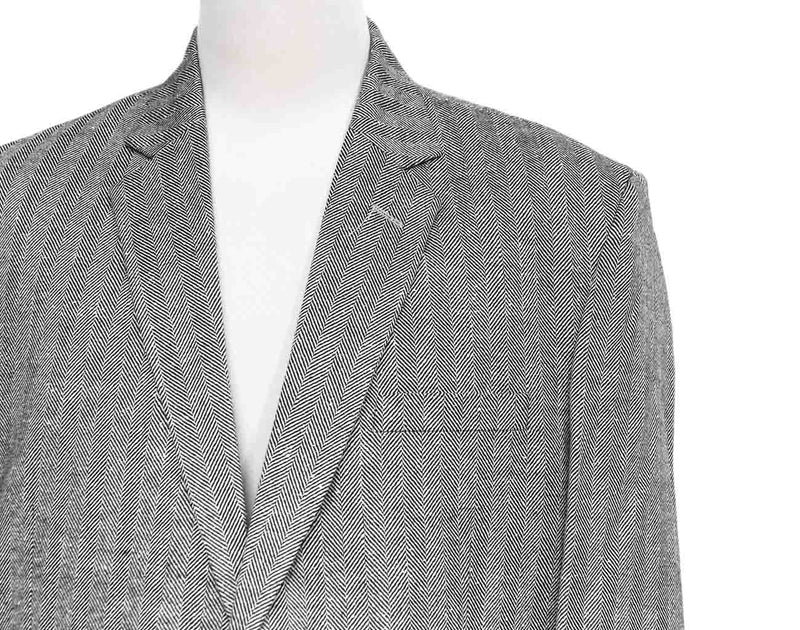 Mens Blazer Gray Herringbone 100% Wool Dress Formal Suit Jacket Sport Coat 48R