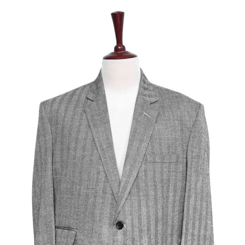 Mens Blazer Gray Herringbone 100% Wool Dress Formal Suit Jacket Sport Coat 48R