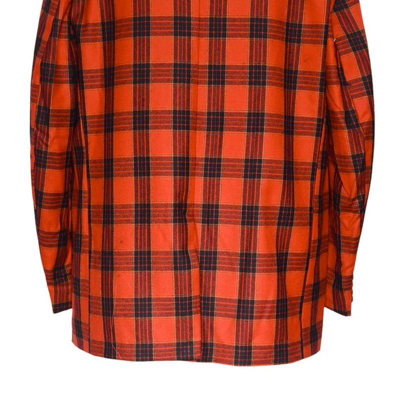 Mens Blazer Plaid Orange Black Wool Dress Formal Jacket Wedding Sport Coat 46R