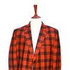 Mens Blazer Plaid Orange Black Wool Dress Formal Jacket Wedding Sport Coat 46R
