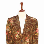 Mens Blazer Floral Brown Green Pink Formal Party Jacket Wedding Sport Coat 42R