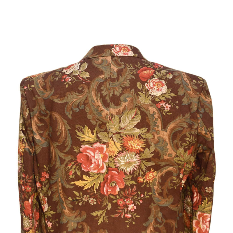 Mens Blazer Floral Brown Green Pink Formal Party Jacket Wedding Sport Coat 42R
