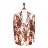 Mens Blazer Floral Beige Red Roses Dress Formal Jacket Wedding Sport Coat 42R
