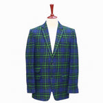 Mens Blazer Plaid Blue Green Lambswool Lined Party Jacket Wedding Sport Coat 42R
