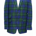 Mens Blazer Plaid Blue Green Lambswool Lined Party Jacket Wedding Sport Coat 42R