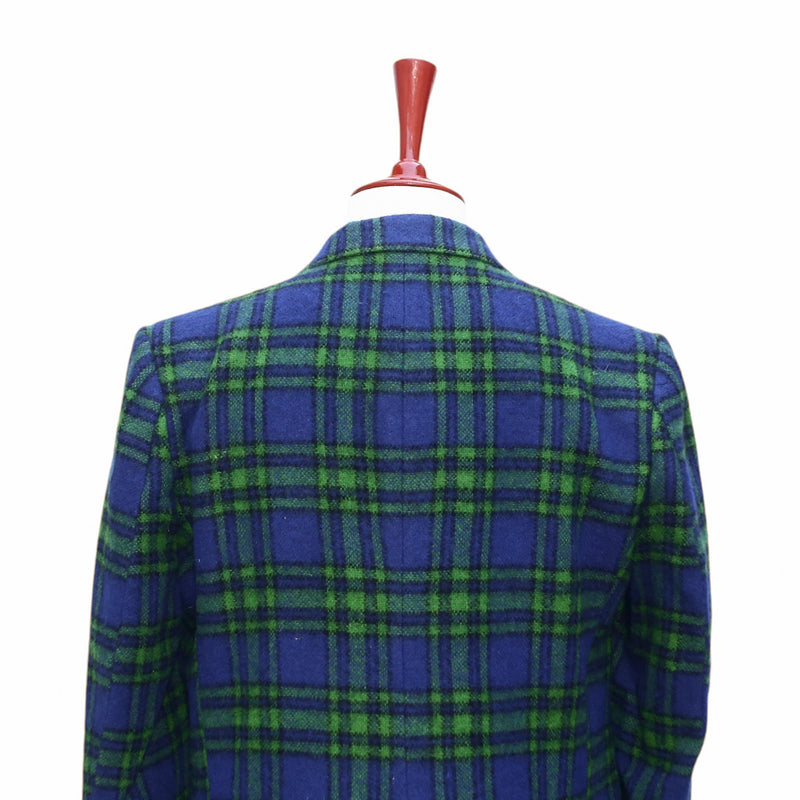 Mens Blazer Plaid Blue Green Lambswool Lined Party Jacket Wedding Sport Coat 42R