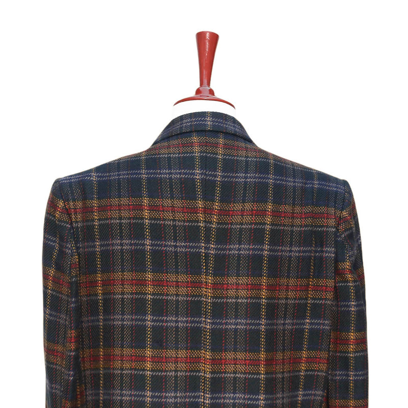 Mens Blazer Plaid Check Multicolor Wool Formal Jacket Wedding Sport Coat 46R