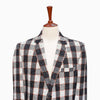 Mens Blazer Plaid Black Ivory Orange Wool Formal Jacket Wedding Sport Coat 46R