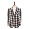 Mens Blazer Plaid Black Ivory Orange Wool Formal Jacket Wedding Sport Coat 46R
