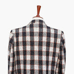 Mens Blazer Plaid Black Ivory Orange Wool Formal Jacket Wedding Sport Coat 46R