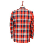 Mens Blazer Plaid Check Orange Blue Gray Formal Jacket Wedding Sport Coat 42R