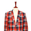 Mens Blazer Plaid Check Orange Blue Gray Formal Jacket Wedding Sport Coat 42R