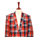 Mens Blazer Plaid Check Orange Blue Gray Formal Jacket Wedding Sport Coat 42R
