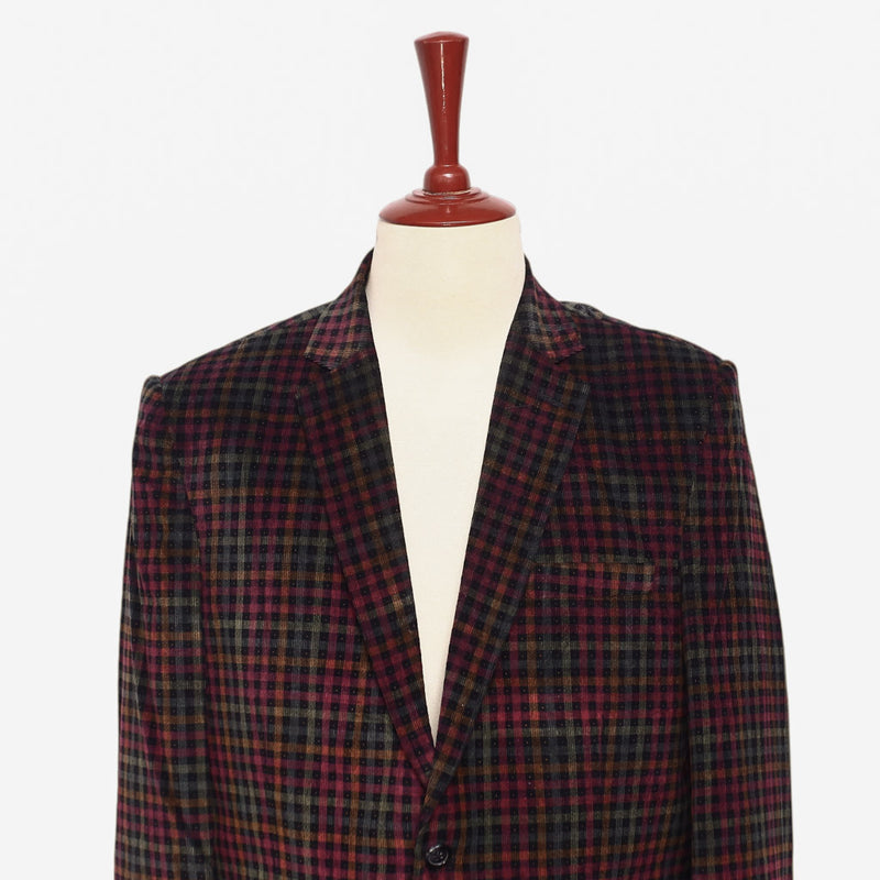 Mens Blazer Plaid Corduroy Red Green Formal Party Jacket Wedding Sport Coat 42R