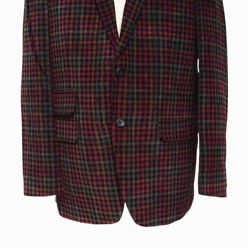Mens Blazer Plaid Corduroy Red Green Formal Party Jacket Wedding Sport Coat 42R