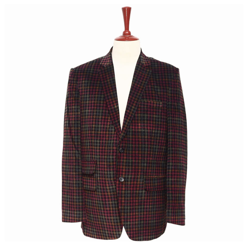 Mens Blazer Plaid Corduroy Red Green Formal Party Jacket Wedding Sport Coat 42R