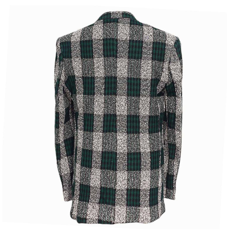 Mens Blazer Plaid Green Black White Dress Formal Jacket Wedding Sport Coat 42R