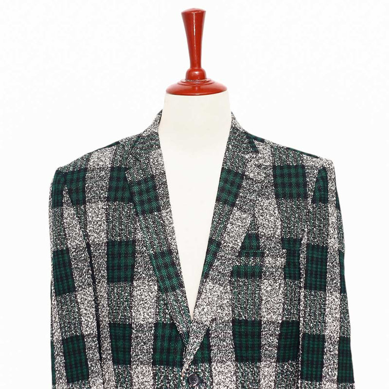 Mens Blazer Plaid Green Black White Dress Formal Jacket Wedding Sport Coat 42R