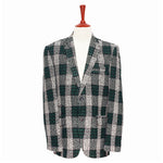 Mens Blazer Plaid Green Black White Dress Formal Jacket Wedding Sport Coat 42R