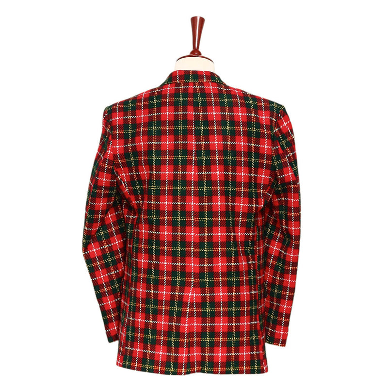 Mens Blazer Tartan Plaid Red Green 100% Wool Christmas Jacket Sport Coat 42R