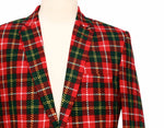 Mens Blazer Tartan Plaid Red Green 100% Wool Christmas Jacket Sport Coat 42R