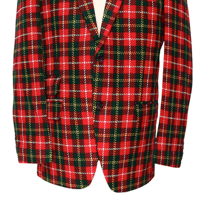 Mens Blazer Tartan Plaid Red Green 100% Wool Christmas Jacket Sport Coat 42R