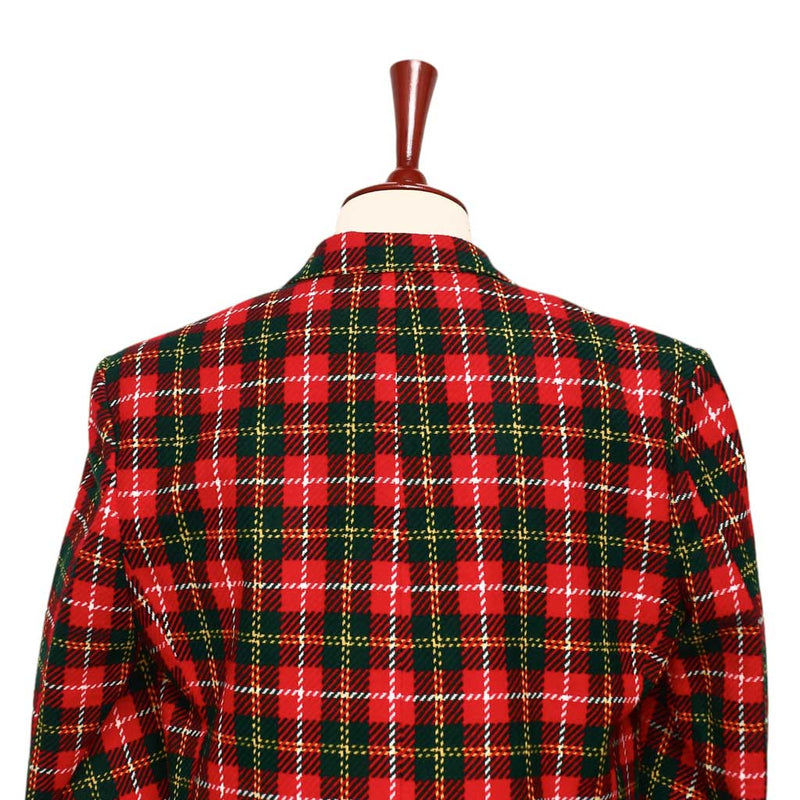 Mens Blazer Tartan Plaid Red Green 100% Wool Christmas Jacket Sport Coat 42R