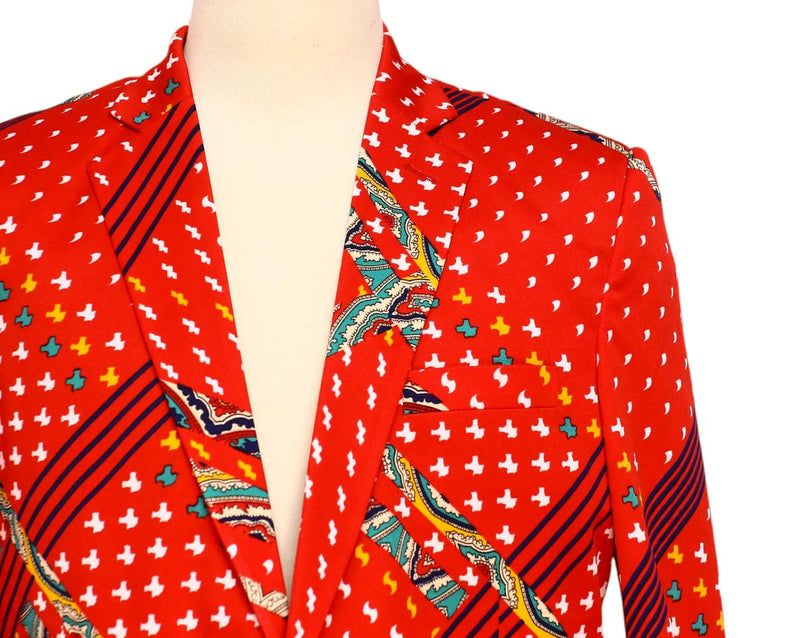 Mens Blazer Red Abstract Luxury Dress Formal Suit Jacket Wedding Sport Coat 42R
