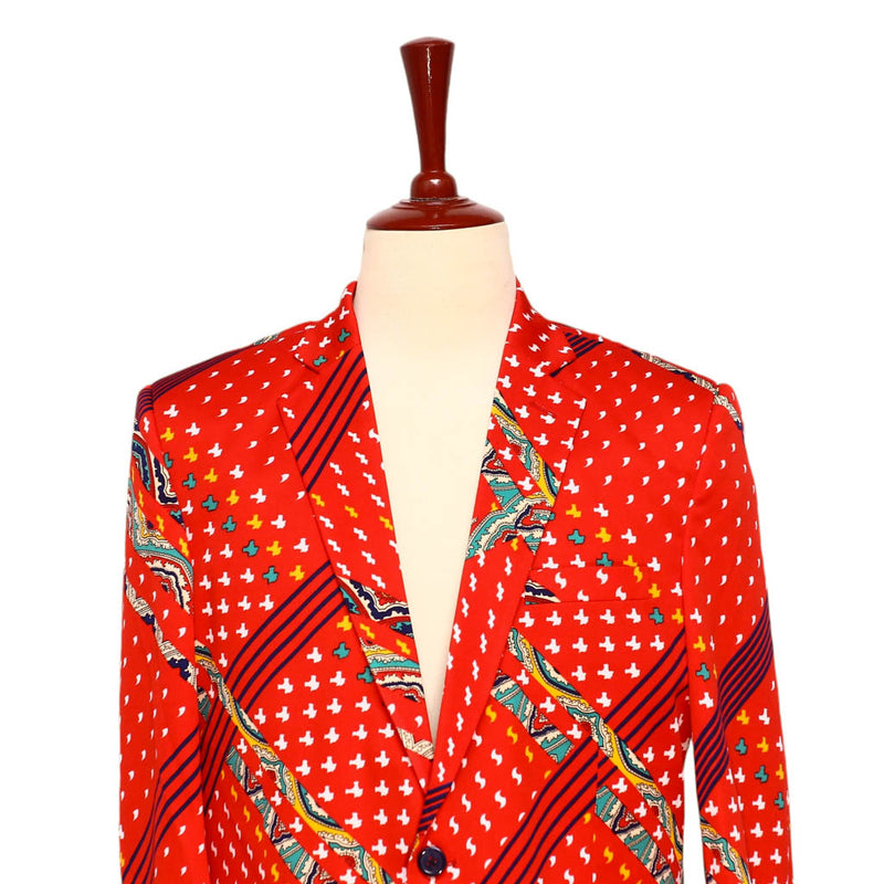 Mens Blazer Red Abstract Luxury Dress Formal Suit Jacket Wedding Sport Coat 42R