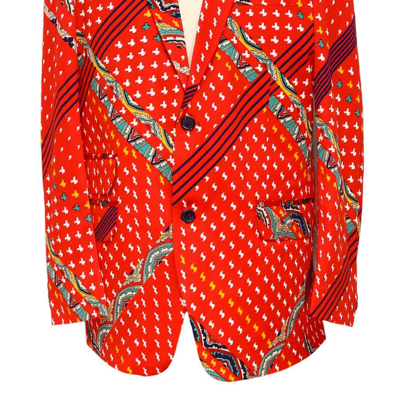 Mens Blazer Red Abstract Luxury Dress Formal Suit Jacket Wedding Sport Coat 42R