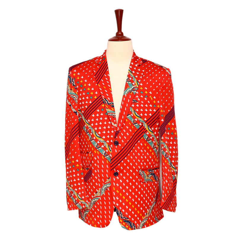 Mens Blazer Red Abstract Luxury Dress Formal Suit Jacket Wedding Sport Coat 42R