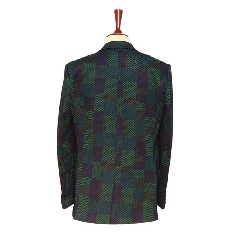 Mens Blazer Green Purple Geometric Abstract Dress Formal Jacket Sport Coat 42R